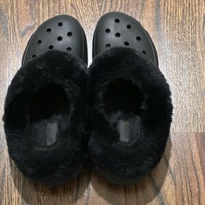 Crocs Furever Black Platform Clogs